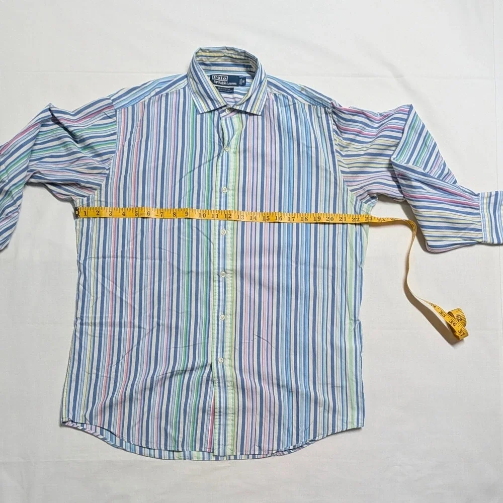 Polo Ralph Lauren Mens Multi Color Striped Cotton Button Down Shirt Large